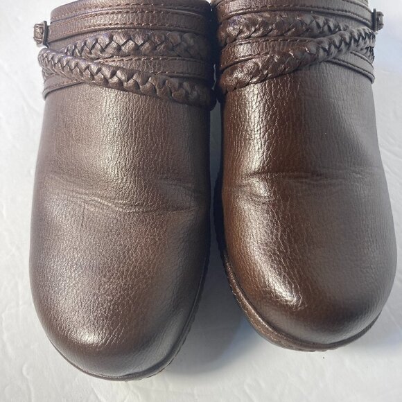 Croft & Barrow SZ 8.5 W Brown Faux Leather Clogs Othrolite Comfort Non-slip work - Picture 4 of 8